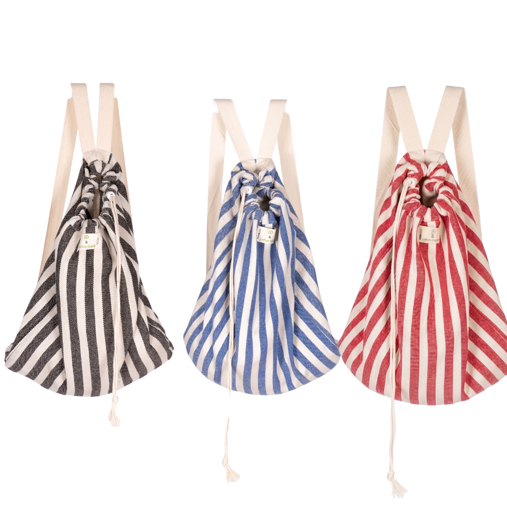 2-in-1 Turkish Cotton Beach Towel Backpack, Quick-Dry Peshtemal Travel Bag, Sand Free
